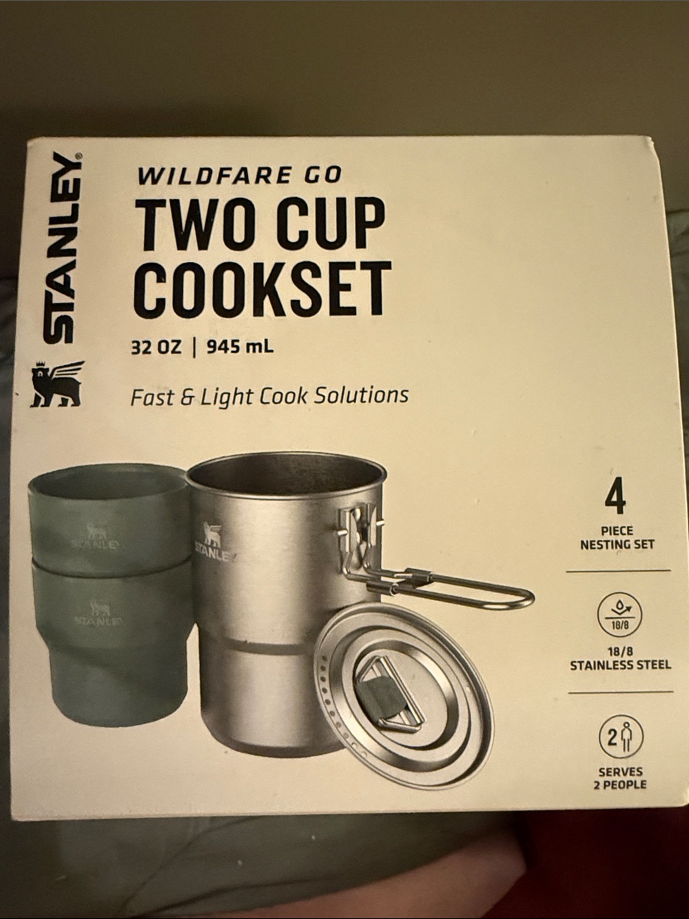 Stanley Two Cup Cookset with Stainless Steel and Green Cups